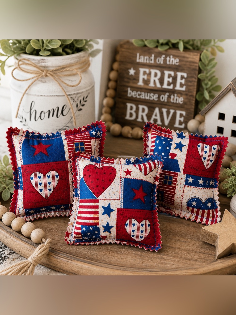 🇺🇸Patriotic Mini Pillow Set - Red Blue White Holiday Throw Pillows